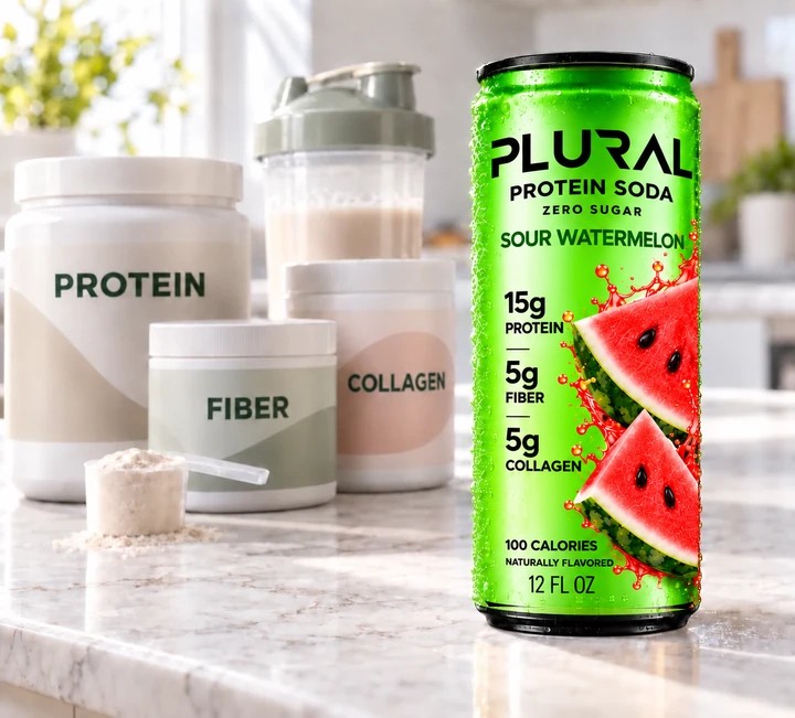 Sour Watermelon PLURAL beside the protein, fiber and collagen that inspired it